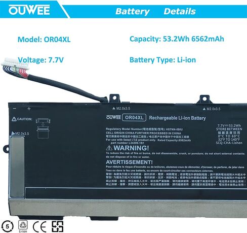 بطارية كمبيوتر محمول OUWEE VX04XL متوافقة مع HP Zbook 15 G5 G6 2YW99AV 2YX00AV 2ZC40EA 2ZC41EA 3AX02AV 3AX04AV 4QH14EA 5KY99AV Serie HSTNN-IB8F 4ME79AA HSN-Q13C L05766-855 L06302-1C1 15.4 الخامس 90 واط ساعة in Saudi Arabia