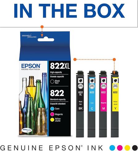 Epson 822XL Genuine High Capacity Pigment Ink Cartridge 4-Pack T822XL-XCS in Kuwait
