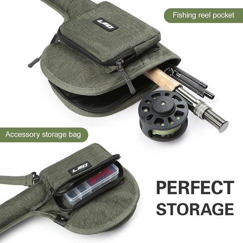 Lixada Fly Fishing Rod Case,Portable Fishing Tackle Bag,Canvas Fishing Pole Storage Bag Fly Rods Reels Durable Carry Case in Saudi Arabia