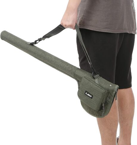 Lixada Fly Fishing Rod Case,Portable Fishing Tackle Bag,Canvas Fishing Pole Storage Bag Fly Rods Reels Durable Carry Case in Saudi Arabia