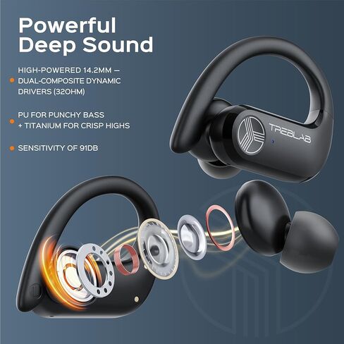 TREBLAB X3-Pro Earbuds Wireless Bluetooth, Earhook IPX5 12H Powerbank in Kuwait