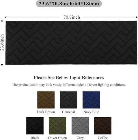 سجادة hicorfe للمدخل، سجادة منطقة الخبز المطاطية الصغيرة غير القابلة للانزلاق بطول 2 قدم × 3 قدم، سجادة الباب الأمامي الخلفي قابلة للغسل داخل سجادة الأرضية للمدخل، المطبخ، الغسيل، الفناء، غرفة النوم (أسود) in Kuwait