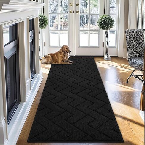 سجادة hicorfe للمدخل، سجادة منطقة الخبز المطاطية الصغيرة غير القابلة للانزلاق بطول 2 قدم × 3 قدم، سجادة الباب الأمامي الخلفي قابلة للغسل داخل سجادة الأرضية للمدخل، المطبخ، الغسيل، الفناء، غرفة النوم (أسود) in Kuwait