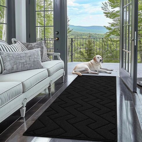 سجادة hicorfe للمدخل، سجادة منطقة الخبز المطاطية الصغيرة غير القابلة للانزلاق بطول 2 قدم × 3 قدم، سجادة الباب الأمامي الخلفي قابلة للغسل داخل سجادة الأرضية للمدخل، المطبخ، الغسيل، الفناء، غرفة النوم (أسود) in Kuwait