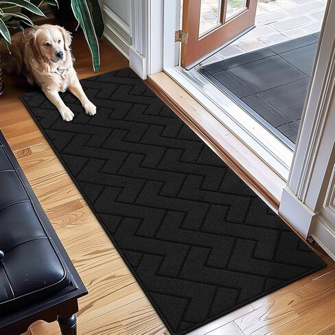 سجادة hicorfe للمدخل، سجادة منطقة الخبز المطاطية الصغيرة غير القابلة للانزلاق بطول 2 قدم × 3 قدم، سجادة الباب الأمامي الخلفي قابلة للغسل داخل سجادة الأرضية للمدخل، المطبخ، الغسيل، الفناء، غرفة النوم (أسود) in Kuwait
