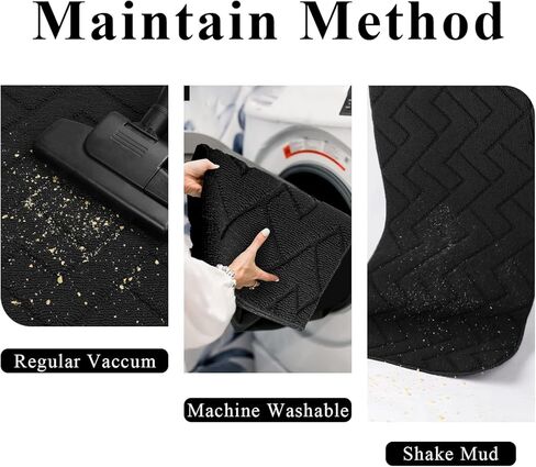 سجادة hicorfe للمدخل، سجادة منطقة الخبز المطاطية الصغيرة غير القابلة للانزلاق بطول 2 قدم × 3 قدم، سجادة الباب الأمامي الخلفي قابلة للغسل داخل سجادة الأرضية للمدخل، المطبخ، الغسيل، الفناء، غرفة النوم (أسود) in Kuwait