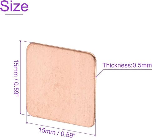 DMiotech 5 Pack 15 x 15 x 0.1mm مجموعة وسادة نحاسية حرارية IC رقائق غرفة تبريد تبريد الرقائق لتبريد الكمبيوتر المحمول in Kuwait