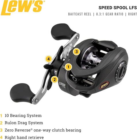 Lew's Speed Spool LFS Baitcast Fishing Reel, Aluminum Frame, Premium 10 Stainless Steel Ball Bearings in Saudi Arabia