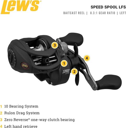 Lew's Speed Spool LFS Baitcast Fishing Reel, Aluminum Frame, Premium 10 Stainless Steel Ball Bearings in Saudi Arabia