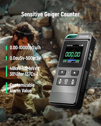 ERICKHILL عداد جيجر المحمول، كاشف الإشعاع النووي، القياس في الوقت الحقيقي وتسجيل الجرعة التراكمية in Kuwait