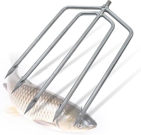 Dutiplus Large Fishing Harpoon 1~11 Prong Barded Stainless Steel Hunting Fish Gig Gaff Fork Hook with 8mm Screw for Catching Big Fish Mole Big Bullfrog in Kuwait