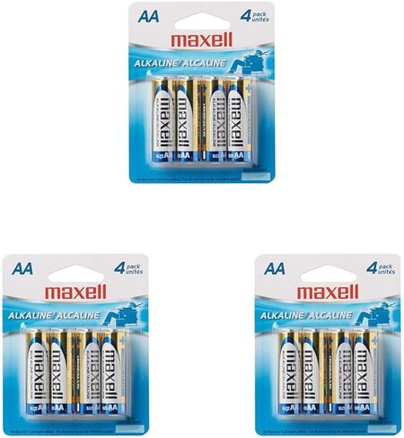 Maxell - 723465، بطارية قلوية AA موثوقة - تدوم 10x طويلة مع أداء 1.5 فولت مع خالية من الزئبق والكادميوم - مثالية للوحات المفاتيح اللاسلكية والماوس والساعات والمصابيح الكاشفة والألعاب - عبوة من 4 قطع in Kuwait