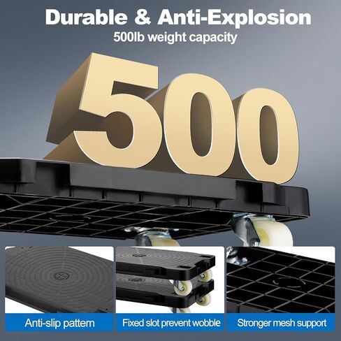 2 Packs Furniture Dolly Cart - Perfect Furniture Movers, Portable Trolley Cart with Wheels, Moving Dolly with 500lbs Capacity - Mini Hand Truck with 2 Ropes, Black in Kuwait