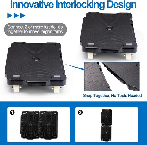 2 Packs Furniture Dolly Cart - Perfect Furniture Movers, Portable Trolley Cart with Wheels, Moving Dolly with 500lbs Capacity - Mini Hand Truck with 2 Ropes, Black in Kuwait