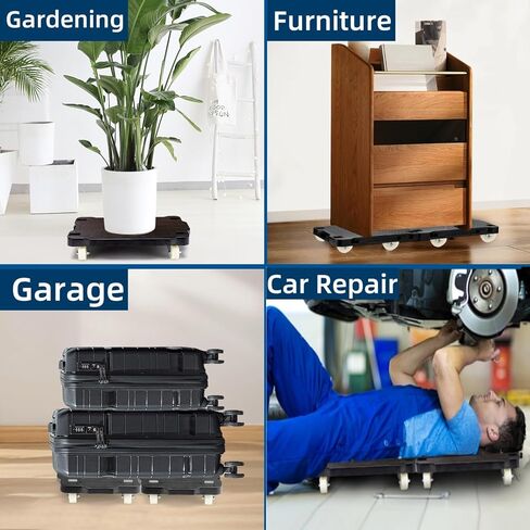 2 Packs Furniture Dolly Cart - Perfect Furniture Movers, Portable Trolley Cart with Wheels, Moving Dolly with 500lbs Capacity - Mini Hand Truck with 2 Ropes, Black in Kuwait