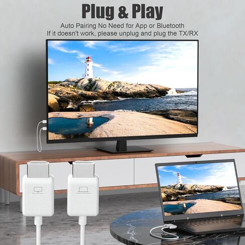 جهاز إرسال واستقبال HDMI لاسلكي، موسع HDMI لاسلكي 98FT/30M، طقم HDMI لاسلكي لبث الفيديو والصوت إلى HDTV/جهاز العرض/الشاشة من الكمبيوتر المحمول/الكمبيوتر الشخصي/صندوق الكابل in Kuwait