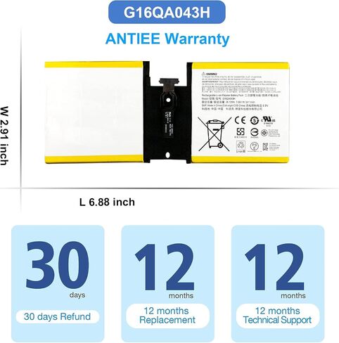 ANTIEE G3HTA001H 93HTA001H Keyboard Battery Replacement for Microsoft Surface Book 1st Gen Model 1785 with Performance Base (GTX 965M) Enhanced Edition 7.57V 60.8Wh 8030mAh 4-Cell in Saudi Arabia