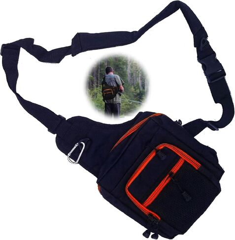 Fisherman Gift Sling Shoulder Tackle Bag - Fishing Backpack Water Resistant Lure Box - Fly Fishing, Outdoor Sports, Camping and Hiking, Christmas Gift in Saudi Arabia