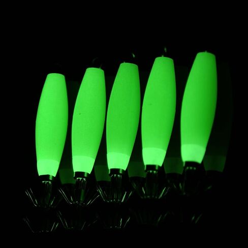 Luminous Squid Jig Hooks Kit, 10pcs Glow Squid Fishing Jigs Fluoresent Cuttlefish Sleeve Squid Jig Saltwater Hard Night Fishing Baits Octopus Lure Hooks with Tackle Box in Saudi Arabia