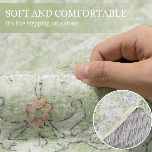 MUJOO 2x8 Runner Rug,Green Washable Runner Rugs for Hallway Kitchen Entryway Bedside Bathroom,Boho Area Rug Carpet Runner Long Non Slip Throw Rug Modern Soft Sage Green Floral in Saudi Arabia