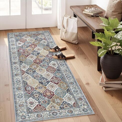 Seavish Washable Runner Rug 2x6 Kitchen Runner Rugs Non Skid Low Pile Long Runner Rugs for Entryway Indoor Hallway Rug Runner Soft Oriental Trellis Carpet Runner for Bedroom Bathroom Floor Laundry in Saudi Arabia