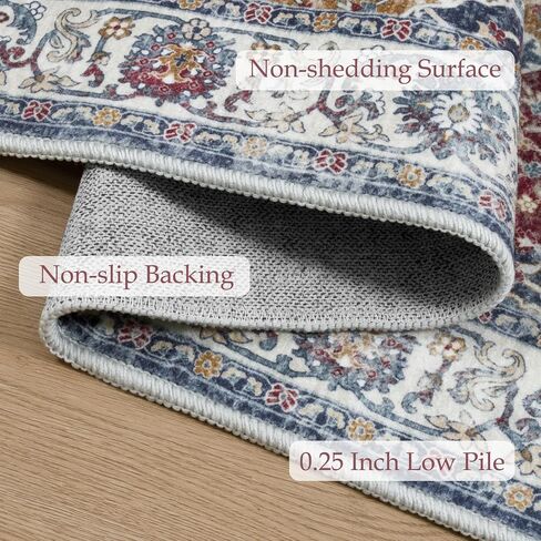 Seavish Washable Runner Rug 2x6 Kitchen Runner Rugs Non Skid Low Pile Long Runner Rugs for Entryway Indoor Hallway Rug Runner Soft Oriental Trellis Carpet Runner for Bedroom Bathroom Floor Laundry in Saudi Arabia