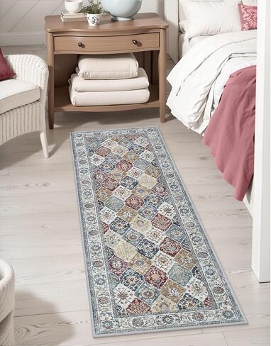 Seavish Washable Runner Rug 2x6 Kitchen Runner Rugs Non Skid Low Pile Long Runner Rugs for Entryway Indoor Hallway Rug Runner Soft Oriental Trellis Carpet Runner for Bedroom Bathroom Floor Laundry in Saudi Arabia