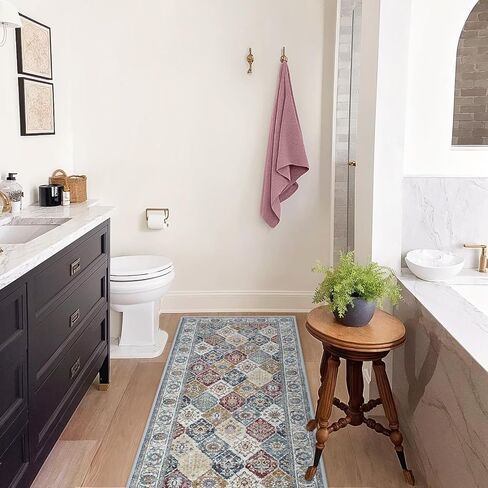 Seavish Washable Runner Rug 2x6 Kitchen Runner Rugs Non Skid Low Pile Long Runner Rugs for Entryway Indoor Hallway Rug Runner Soft Oriental Trellis Carpet Runner for Bedroom Bathroom Floor Laundry in Saudi Arabia