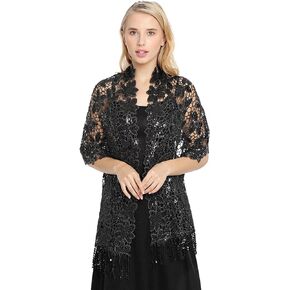 Old DIrd Shiny Sequin Tassel Shawl Wrap Dinner Party Shawl Wedding Bride Shawl Evening Dress Scarf