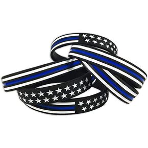 Thin Blue Line American Flag Bracelet Police Lives Matter Bracelet by Creative Rewards (Standard 8") (12)