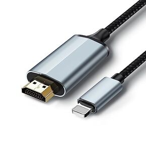 Lightning to HDMI Adapter, HDMI Cable for iPhone to TV Compatible with iPhone14, 13, 12, 11 & YouTube to TV Output with 1080P HD Display, Sync Video and Sound, Just Plug and Play (6.6FT, Grey)