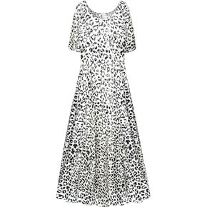 بالإضافة إلى حجم فستان الحفلات النسائية أبيض وأسود طباعة الفهد خمر سوينغ بسط طويل الأميرة قطع مساء اللباس in Kuwait