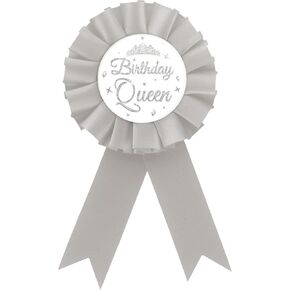 Birthday Queen Tinplate Badge Pin, Silver Glitter Crown Happy Birthday Button Pin, Diamond Birthday Silver Rosette Badge Pin for Girl Women, Brooch Buttons for Girl's Birthday Party
