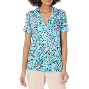 Lilly Pulitzer Short Sleeve Knit Button-Up PJ Top