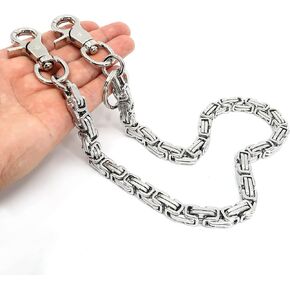 STAINLESS STEEL Wallet Chain Men Women Boy Girl, Biker Motorcycle Pants Jean Punk Long Key Chain Black Silver SKZK