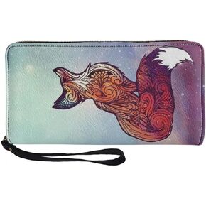 African Cats Print Card Holder Wallet For Women Large Capacity Zip Around Long Clutch Novelty Vintage Wristlet Wallet