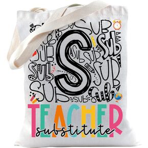 TSOTMO Substitute Teacher Gift Substitute Teacher Tote Bag Best Substitute Teacher Ever Gift Teacher Teaching Shoulder Bag