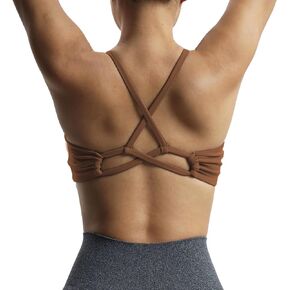 حمالة صدر رياضية للنساء من Aoxjox للياقة البدنية والتمارين الرياضية من Molly Cross Back Ruched مبطنة لليوجا in Kuwait