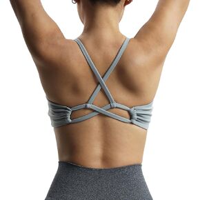 Aoxjox Women's Workout Sports Bras Fitness Molly Cross Back Ruched Padded Bra Yoga Crop Tank Top