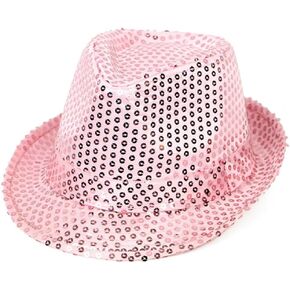 LKQBBSZ Mardi Gras Sequin Fedora Hats Party Hats,Western Sequin Fabric Fedora Hat for Men Cosplay Costume Party Accessory