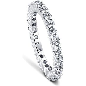 Pompeii3 14k White Gold 1Ct T.W. Diamond Ring Round-Cut Eternity Wedding Women's Stackable Anniversary Band