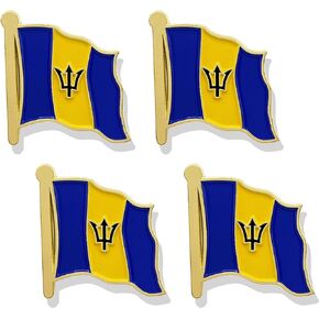 stidsds Barbados Flag Pin - Barbados Flags Pins Lapel Barbadians Flag Enamel Lapel Pin Men Women Suit & Waving Patriotic Metal Badge Souvenir Hat Backpacks Decoration(4 Pack)