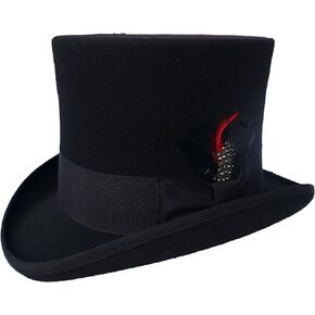 Elegant Men's Black Top Hat - 100% Wool