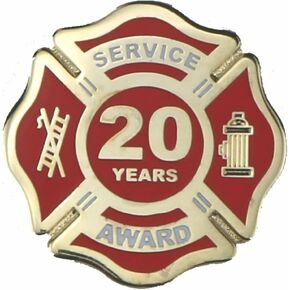 20 Years of Service Lapel Pin Award Fire Department Firefighter Recognition - A 142
