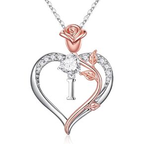 STORUP Necklace Gifts for Women, Rose Initial Heart Necklaces for Women Jewelry Teen Girls Gifts Anniversary Birthday Gifts for Her Girlfriend Wife Mothers Day Gifts for Teen Girls Women