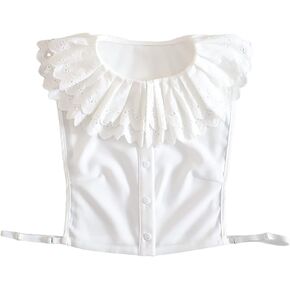 Pearl Detachable White Collar Shirt,Dickey Half Blouse False Collar for Lady Girls
