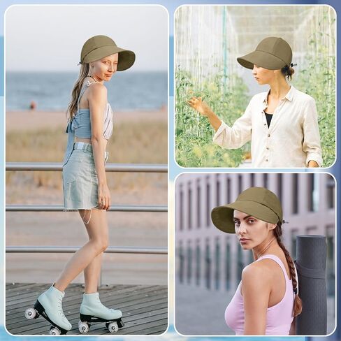 Yonchic Wide Brim Sun Visor, Summer Lightweight Hats for Women, Dry Foldable Travel Hat with Mask Hanging Buckle in Saudi Arabia