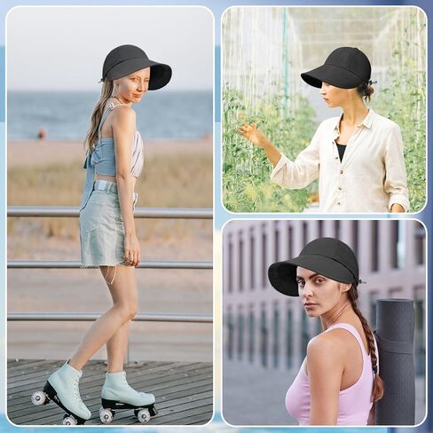 واقي من الشمس بحافة واسعة من يونشيك، قبعات صيفية خفيفة الوزن للنساء، قبعة سفر جافة قابلة للطي مع مشبك تعليق للقناع in Kuwait