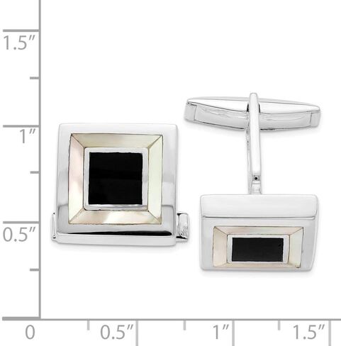 Solid 925 Sterling Silver Men's Mother Of Pearl and Enamel Cufflinks in Saudi Arabia