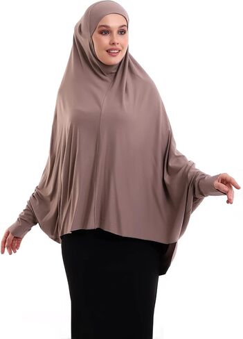 ihvan online, Women Muslim Hijab Cover, Islamic Khimar, Long Salah Clothes. Prayer Hijab for Women, Color:Brown in Saudi Arabia